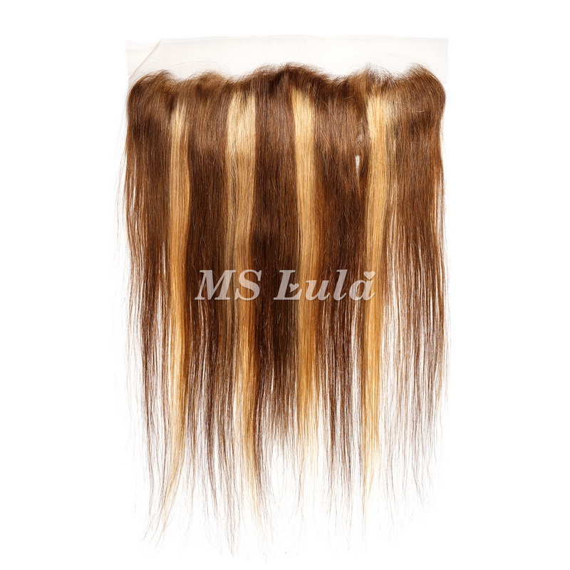 Straight #4/27 Highlight Virgin Human Hair 4x4 13x4 Transparent Lace Closure/Frontal - 图片 6